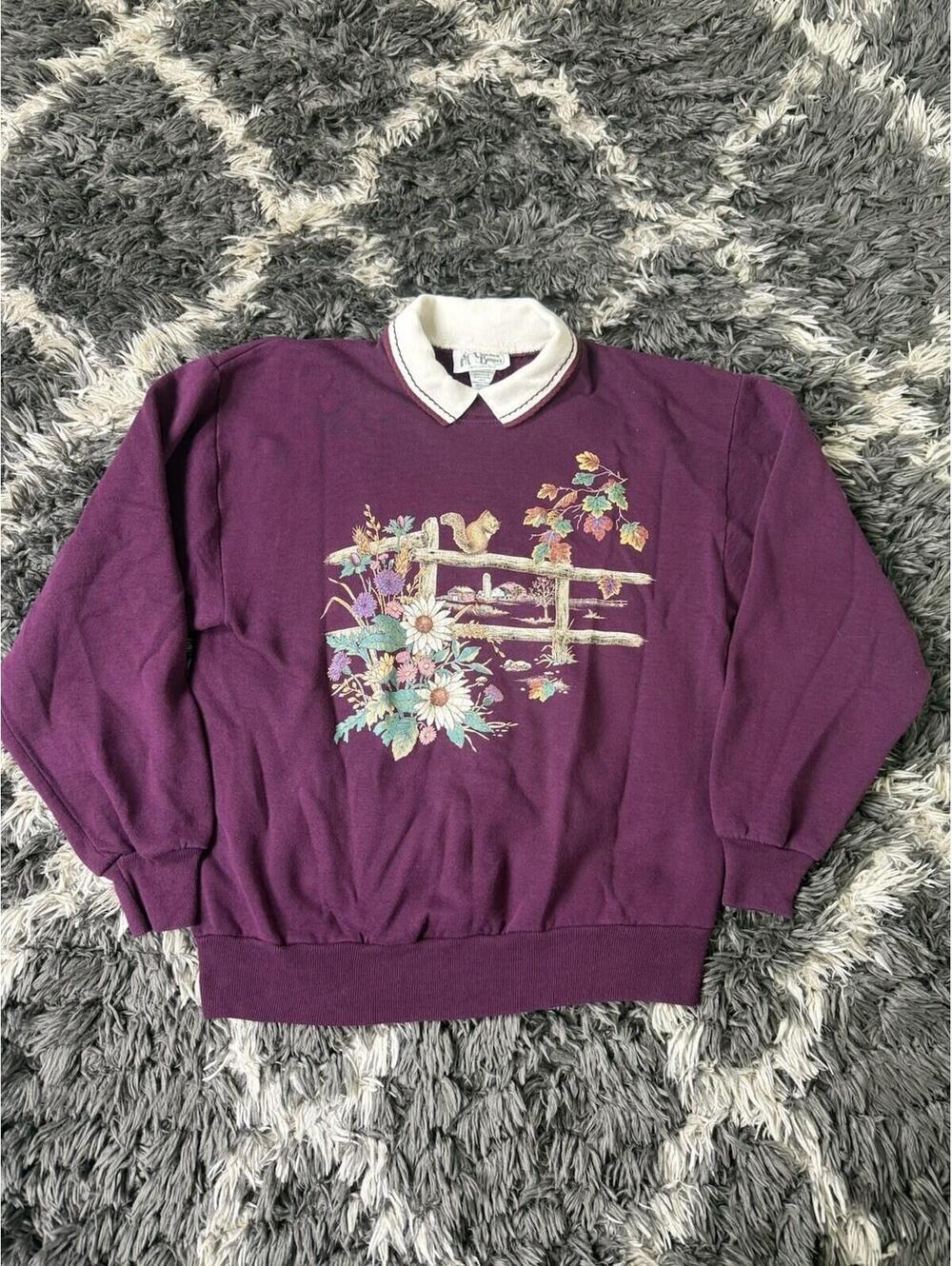 Vintage Cracker Barrel Double Collar Farm 1990 Maroon Red Medium